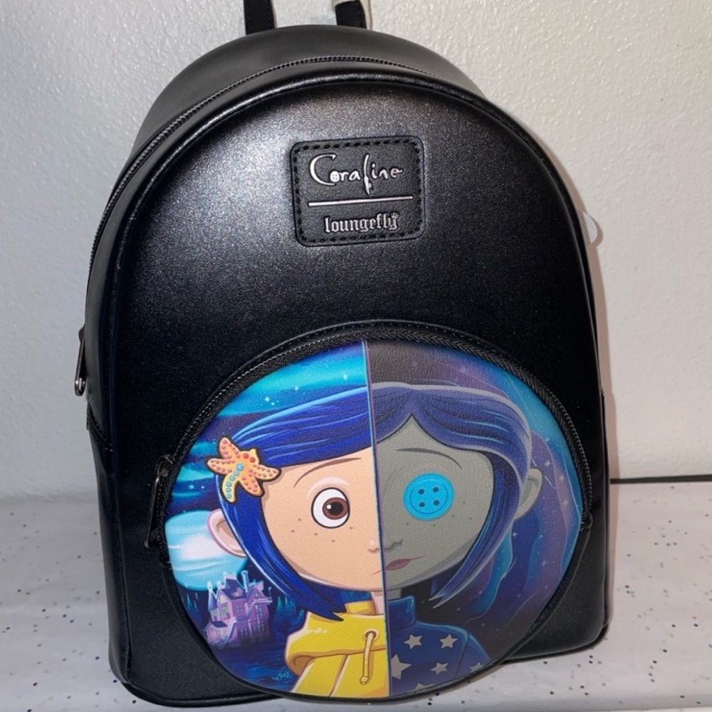 Exclusive Loungefly Coraline Split Face Iridescent Shimmer Mini Backpack